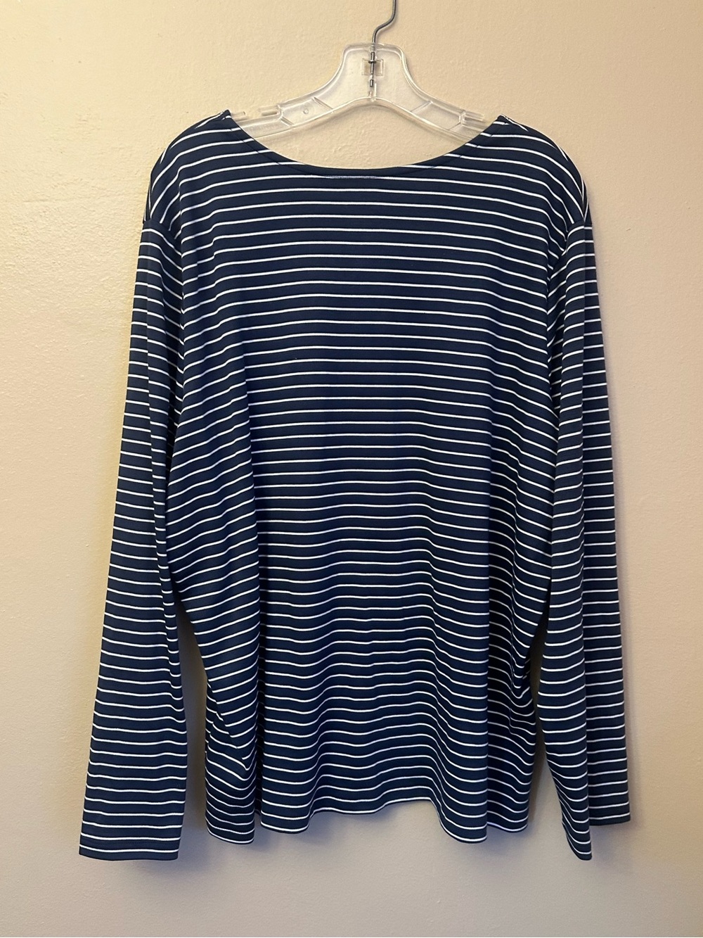 NWT LL Bean Women’s Pima Cotton Tee, Long Sleeve Crewneck Cardigan Stripe - Picture 4 of 4